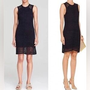 Black Crochet theory Dress Nirlee in Sag Harbor Black Open Knit
